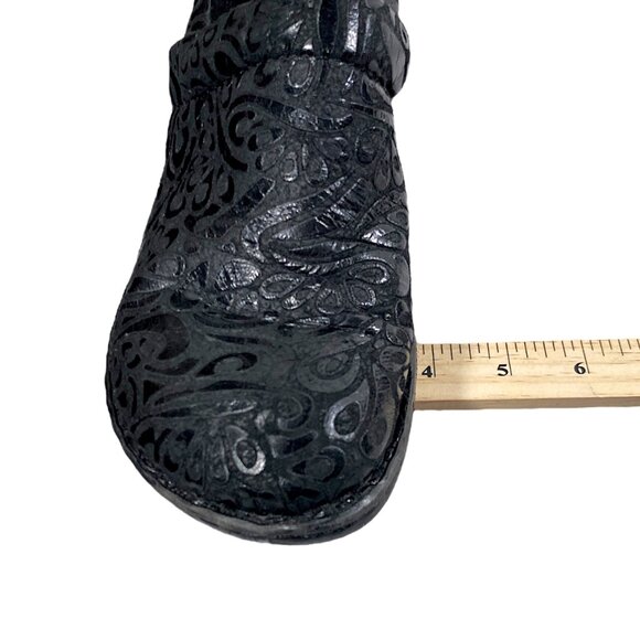 BOC Born Concept Shoes Womens 9.5 Black Leather Embossed Nurse Clogs  PEGGY - Picture 15 of 16